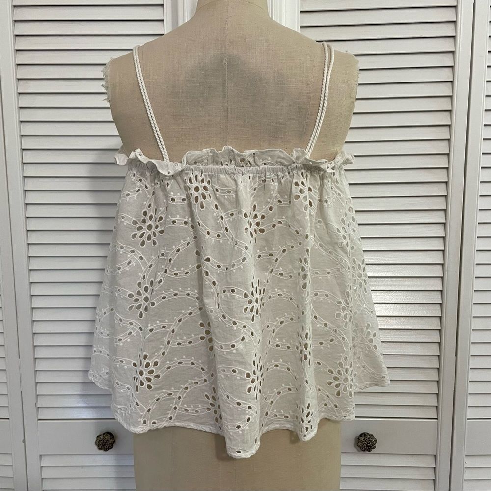 Anthropologie Maeve Tie-Front White Eyelet Top Sz-O/S NWT! - Picture 4 of 7